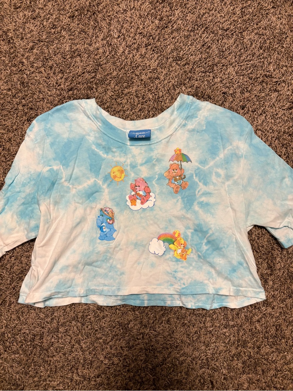 Care Bears Blue Tie-Dye Cropped Tee